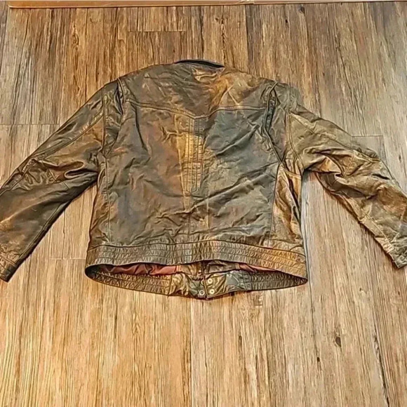 Vintage Reed Sportswear Brown Leather Bomber Jacket 42R - Picture 7 of 7